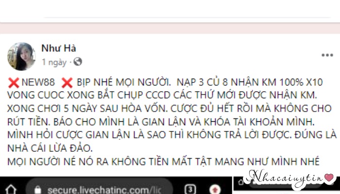 nhà cái new88 lừa đảo