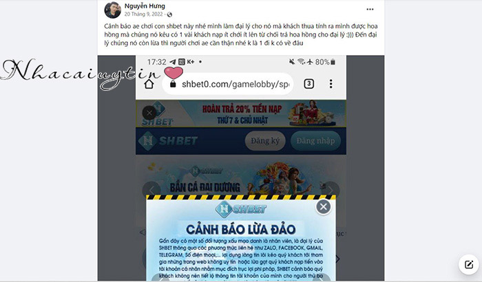 nhà cái shbet lừa đảo